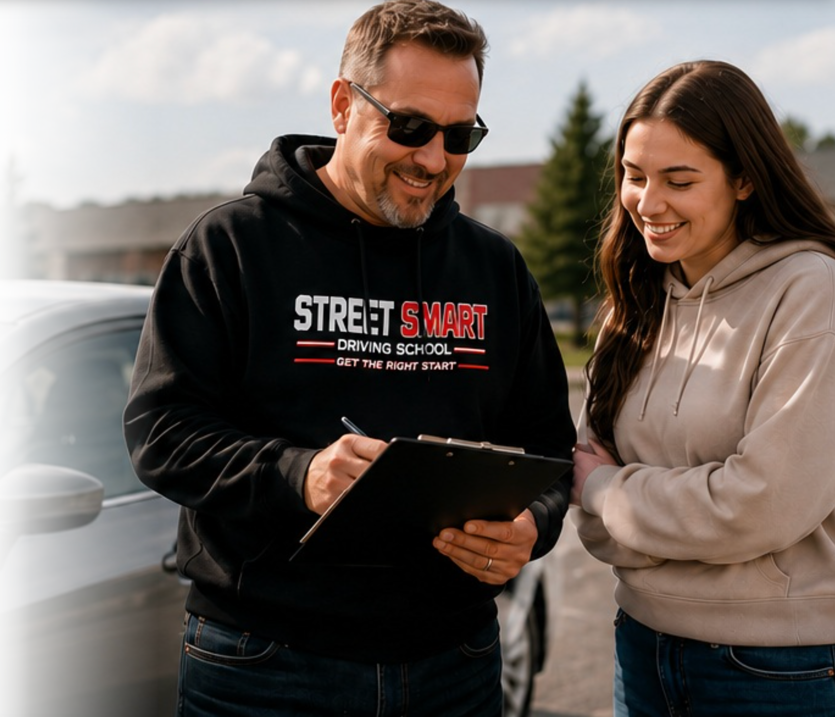 Street Smart instructor reviewing a lesson with a student